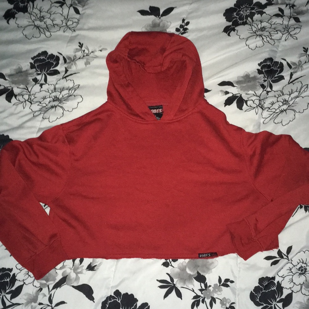 Red crop hoodie